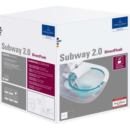 Villeroy & Boch WC-komplet Subway 2.0 brez splakovalnega robi CeramicPlus vključno z WC-desko