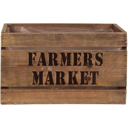 Leseni zaboj "Farmers Market" 27 cm x 20 cm x 16 cm rjave barve