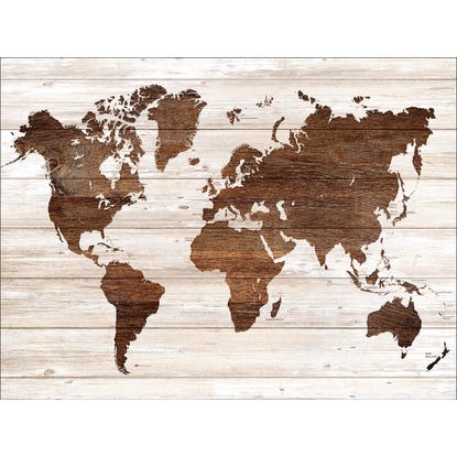 Slika na platnu Worldmap on Wood 57 cm x 77 cm x 2 cm