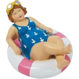 Plavajoča figura Ženska v plavalnem obroču 14 cm x 8,2 cm Rožnata