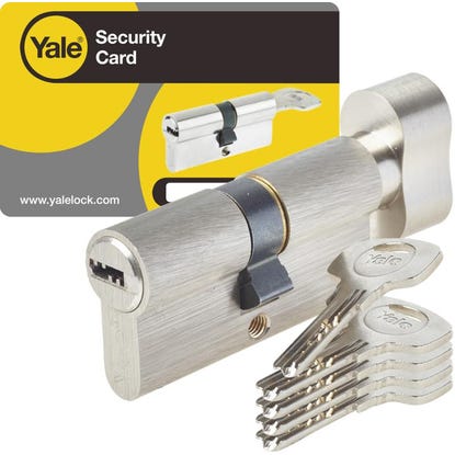 Yale Cilindrični vložek 1000 Plus 30/40 z gumbom, 5 ključi in lastniško kartico