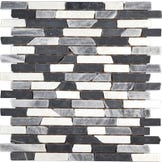 Marmorni mozaik, črna, siva, bela, Mix Brick, 28,5 cm x 30,5 cm