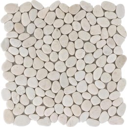 Mozaična ploščica rečni prod bela mat 30 cm x 30 cm