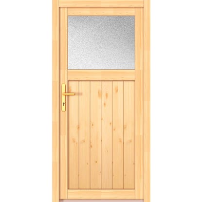 Lesena pomožna vhodna vrata NET 501 Smreka Naravna 98 cm x 200 cm Leva izvedba
